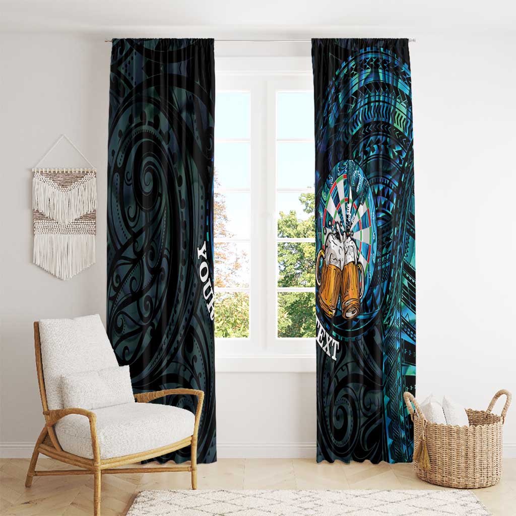 Personalized New Zealand Darts Beer Window Curtain Paua Shell Aotearoa Maori Tattoo - Polynesian Pride