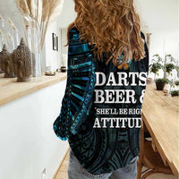 Personalized New Zealand Darts Beer Women Casual Shirt Paua Shell Aotearoa Maori Tattoo LT14 - Polynesian Pride