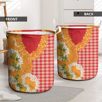 Prince Kuhio Aloha Hawaii Laundry Basket Plumeria Ilima Lei Palaka Motifs