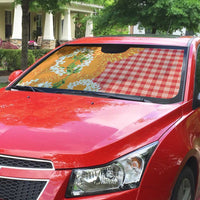 Prince Kuhio Aloha Hawaii Auto Sun Shade Plumeria Ilima Lei Palaka Motifs