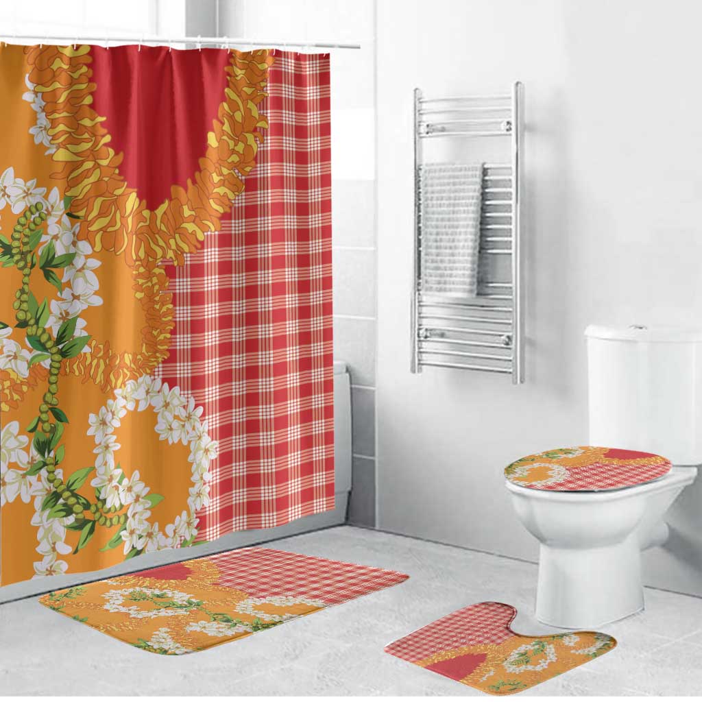 Prince Kuhio Aloha Hawaii Bathroom Set Plumeria Ilima Lei Palaka Motifs