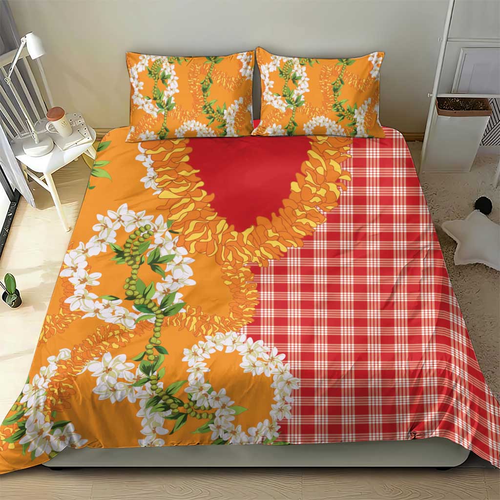 Prince Kuhio Aloha Hawaii Bedding Set Plumeria Ilima Lei Palaka Motifs