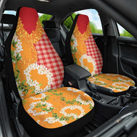 Prince Kuhio Aloha Hawaii Car Seat Cover Plumeria Ilima Lei Palaka Motifs LT14 One Size Red - Polynesian Pride