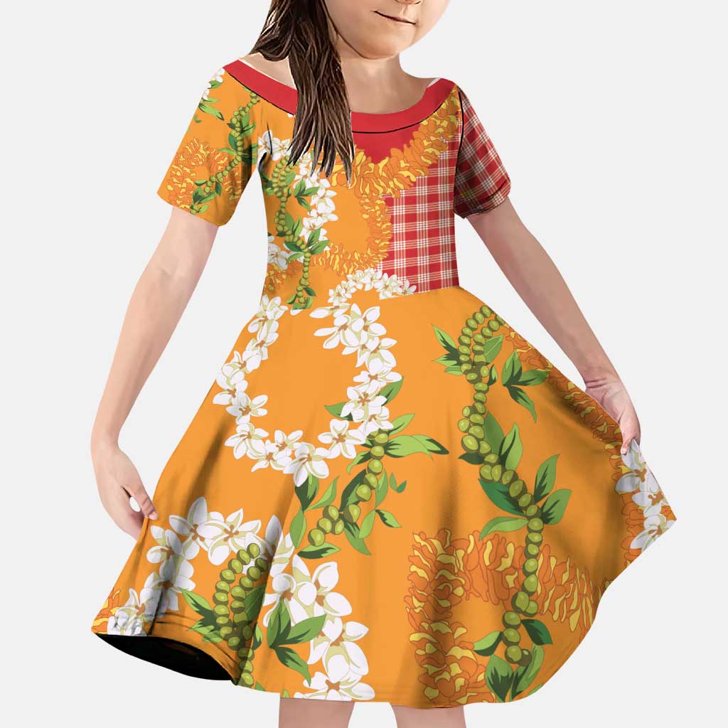 Prince Kuhio Aloha Hawaii Family Matching Long Sleeve Bodycon Dress and Hawaiian Shirt Plumeria Ilima Lei Palaka Motifs LT14 Daughter's Dress Red - Polynesian Pride