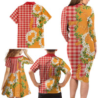 Prince Kuhio Aloha Hawaii Family Matching Long Sleeve Bodycon Dress and Hawaiian Shirt Plumeria Ilima Lei Palaka Motifs LT14 - Polynesian Pride