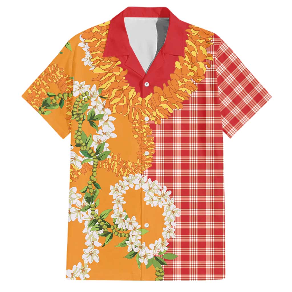 Prince Kuhio Aloha Hawaii Family Matching Long Sleeve Bodycon Dress and Hawaiian Shirt Plumeria Ilima Lei Palaka Motifs LT14 Dad's Shirt - Short Sleeve Red - Polynesian Pride