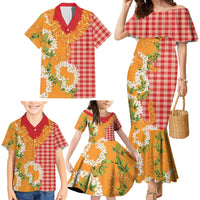 Prince Kuhio Aloha Hawaii Family Matching Mermaid Dress and Hawaiian Shirt Plumeria Ilima Lei Palaka Motifs LT14 - Polynesian Pride