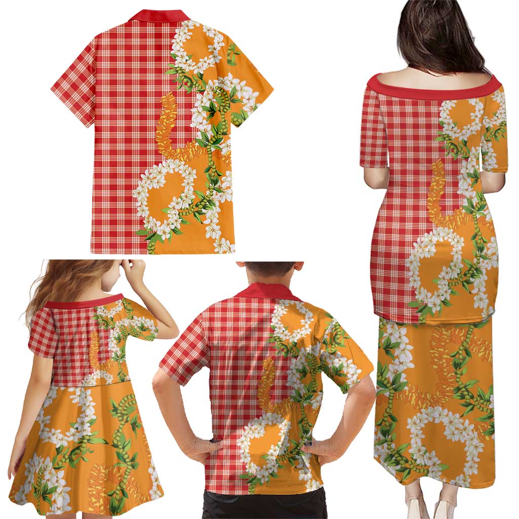 Prince Kuhio Aloha Hawaii Family Matching Puletasi and Hawaiian Shirt Plumeria Ilima Lei Palaka Motifs LT14 - Polynesian Pride