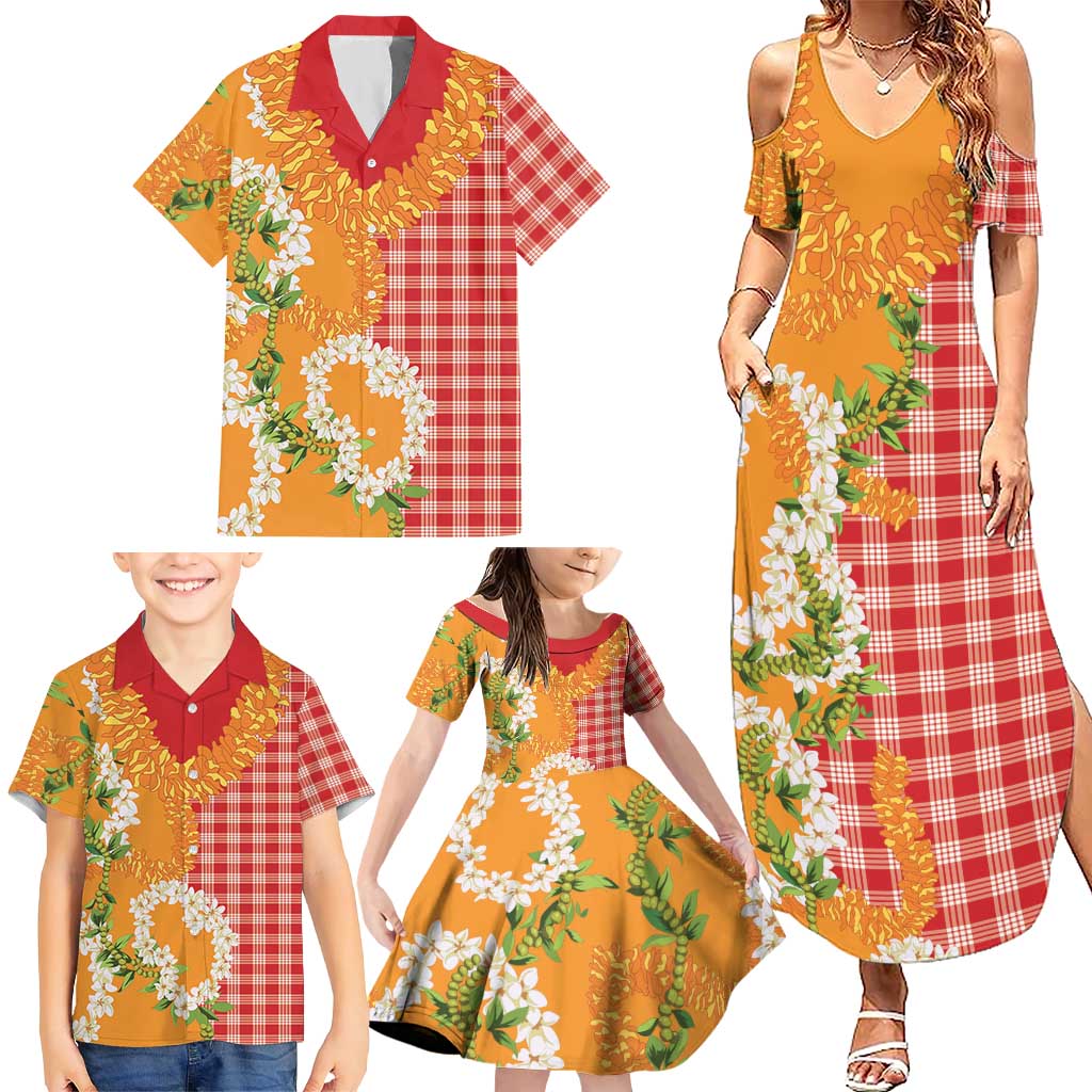 Prince Kuhio Aloha Hawaii Family Matching Summer Maxi Dress and Hawaiian Shirt Plumeria Ilima Lei Palaka Motifs LT14 - Polynesian Pride