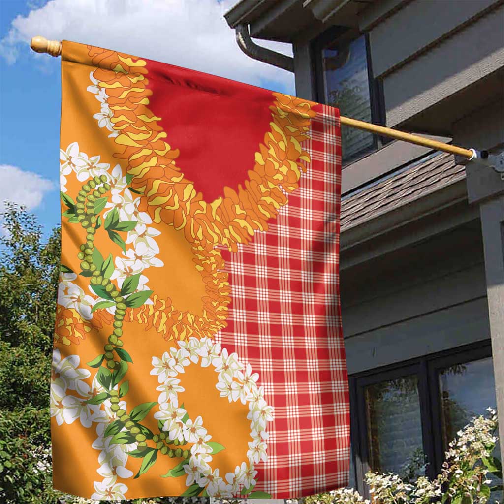 Prince Kuhio Aloha Hawaii Garden Flag Plumeria Ilima Lei Palaka Motifs