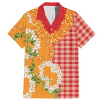 Prince Kuhio Aloha Hawaii Hawaiian Shirt Plumeria Ilima Lei Palaka Motifs LT14 Red - Polynesian Pride