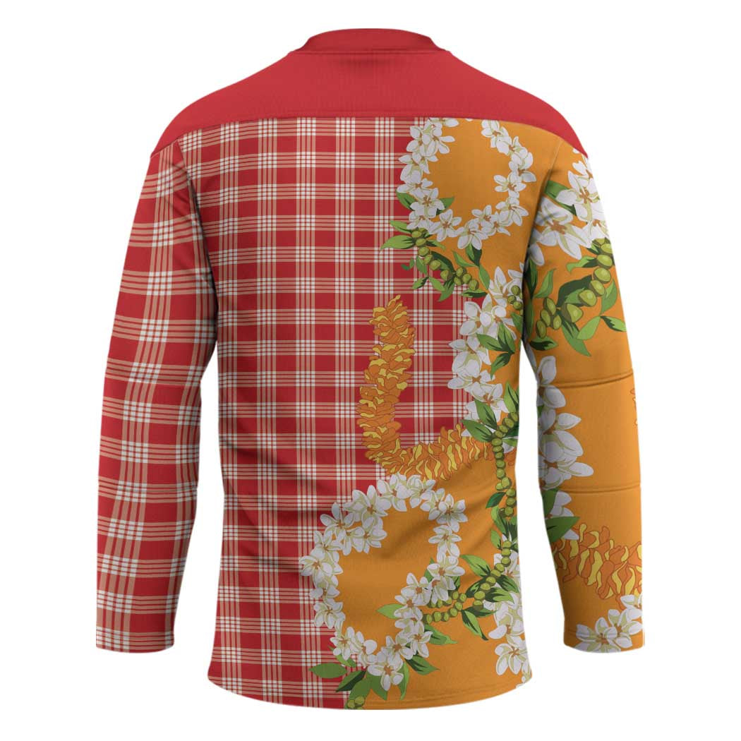 Prince Kuhio Aloha Hawaii Hockey Jersey Plumeria Ilima Lei Palaka Motifs LT14 - Polynesian Pride