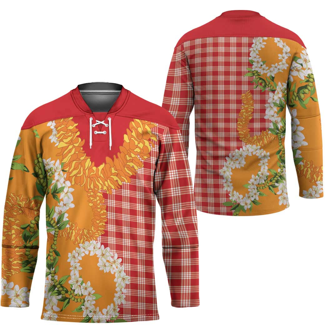 Prince Kuhio Aloha Hawaii Hockey Jersey Plumeria Ilima Lei Palaka Motifs LT14 - Polynesian Pride