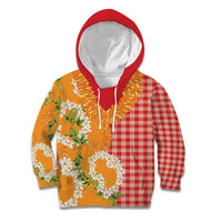 Prince Kuhio Aloha Hawaii Kid Hoodie Plumeria Ilima Lei Palaka Motifs LT14 Hoodie Red - Polynesian Pride