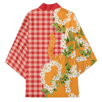 Prince Kuhio Aloha Hawaii Kimono Plumeria Ilima Lei Palaka Motifs