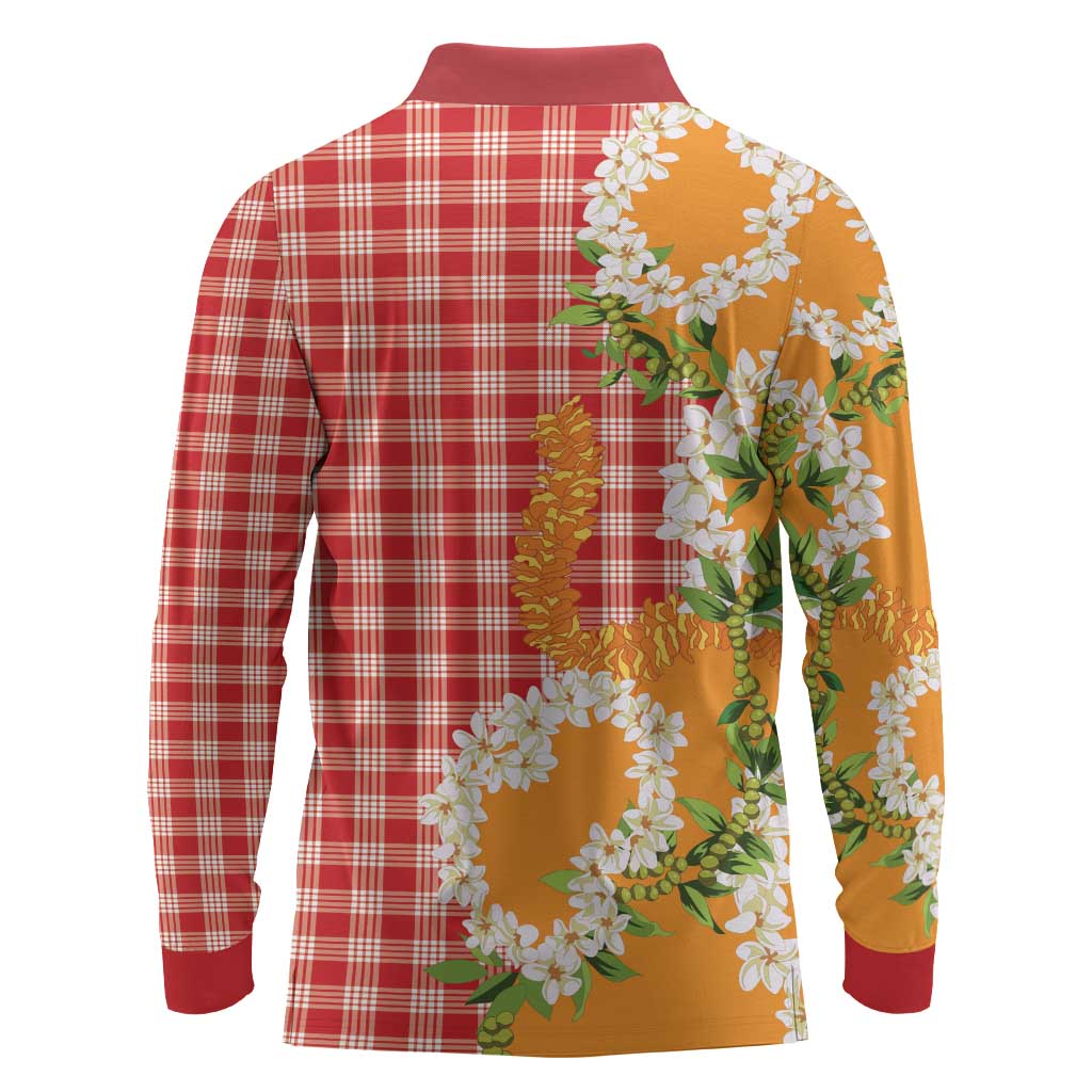 Prince Kuhio Aloha Hawaii Long Sleeve Polo Shirt Plumeria Ilima Lei Palaka Motifs LT14 - Polynesian Pride
