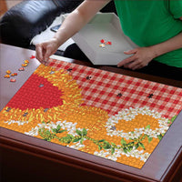 Prince Kuhio Aloha Hawaii Puzzle Plumeria Ilima Lei Palaka Motifs