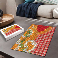 Prince Kuhio Aloha Hawaii Puzzle Plumeria Ilima Lei Palaka Motifs