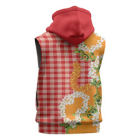 Prince Kuhio Aloha Hawaii Sleeveless Hoodie Plumeria Ilima Lei Palaka Motifs LT14 - Polynesian Pride