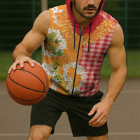 Prince Kuhio Aloha Hawaii Sleeveless Zip Hoodie Plumeria Ilima Lei Palaka Motifs LT14 - Polynesian Pride