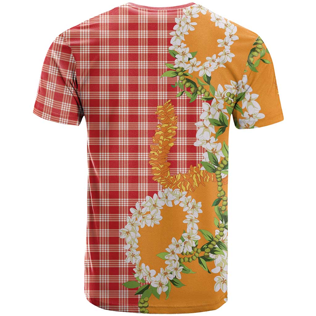 Prince Kuhio Aloha Hawaii T Shirt Plumeria Ilima Lei Palaka Motifs