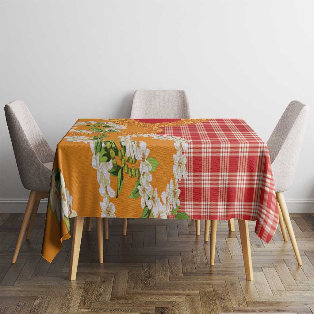 Prince Kuhio Aloha Hawaii Tablecloth Plumeria Ilima Lei Palaka Motifs LT14 - Polynesian Pride