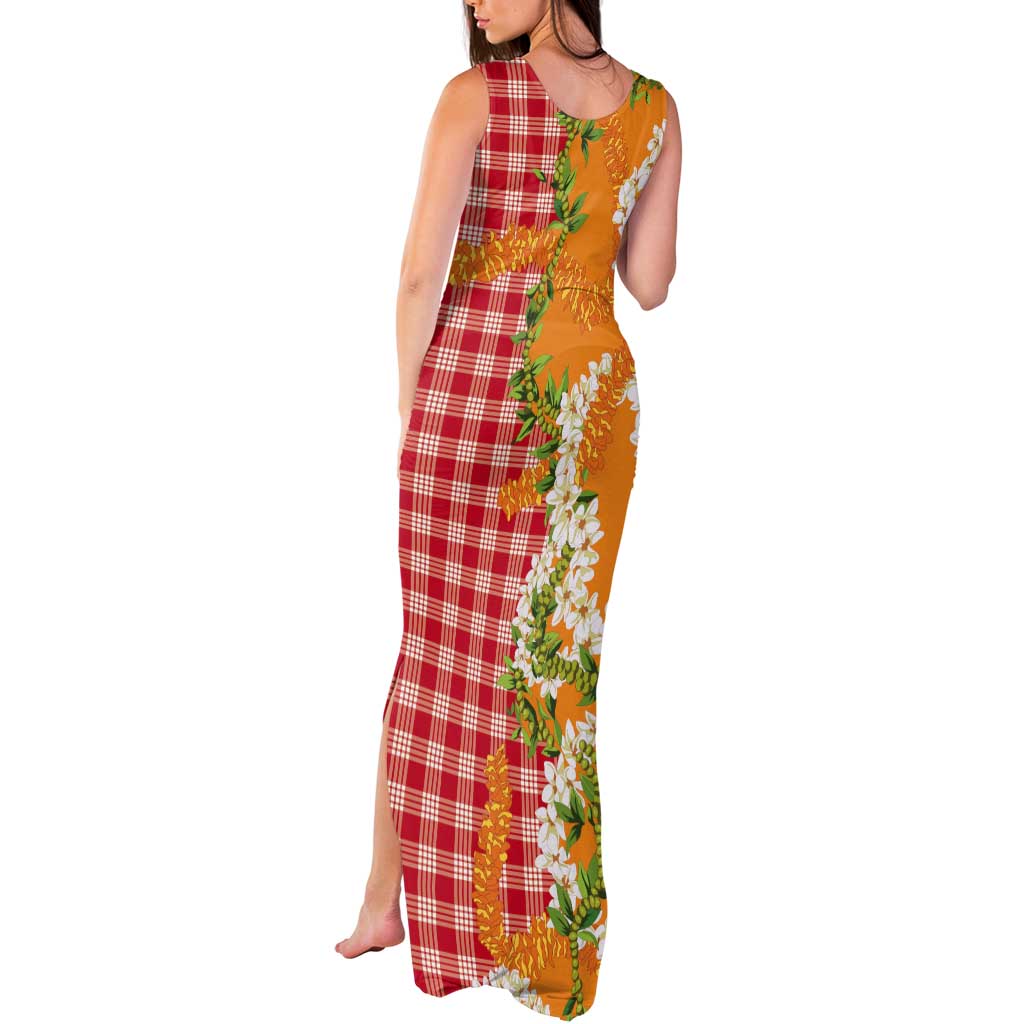 Prince Kuhio Aloha Hawaii Tank Maxi Dress Plumeria Ilima Lei Palaka Motifs LT14 - Polynesian Pride