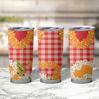 Prince Kuhio Aloha Hawaii Tumbler Cup Plumeria Ilima Lei Palaka Motifs LT14 - Polynesian Pride
