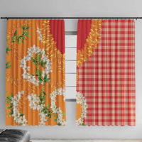 Prince Kuhio Aloha Hawaii Window Curtain Plumeria Ilima Lei Palaka Motifs