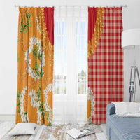 Prince Kuhio Aloha Hawaii Window Curtain Plumeria Ilima Lei Palaka Motifs