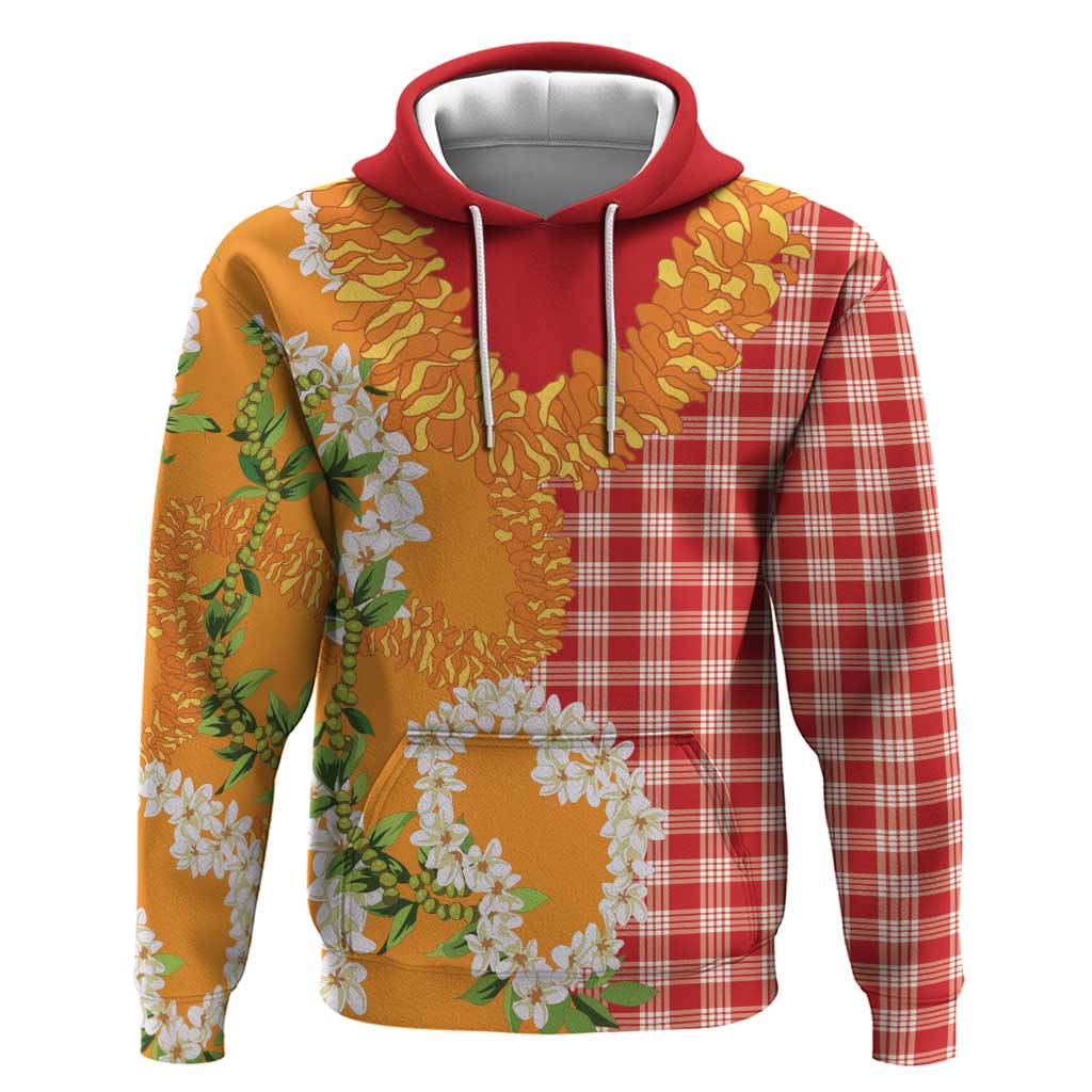 Prince Kuhio Aloha Hawaii Zip Hoodie Plumeria Ilima Lei Palaka Motifs LT14 Pullover Hoodie Red - Polynesian Pride