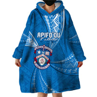 Personalised Tonga Apifoou College Wearable Blanket Hoodie Tongan Ngatu Pattern LT14 - Polynesian Pride
