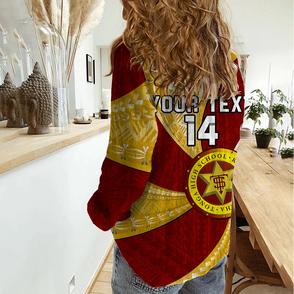 Personalised Tonga High School Women Casual Shirt Tongan Ngatu Pattern LT14 - Polynesian Pride