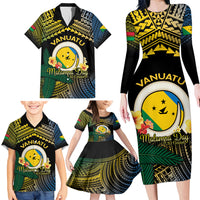 Personalised Malampa Day Family Matching Long Sleeve Bodycon Dress and Hawaiian Shirt Vanuatu Provinces Polynesian Pattern LT14 - Polynesian Pride