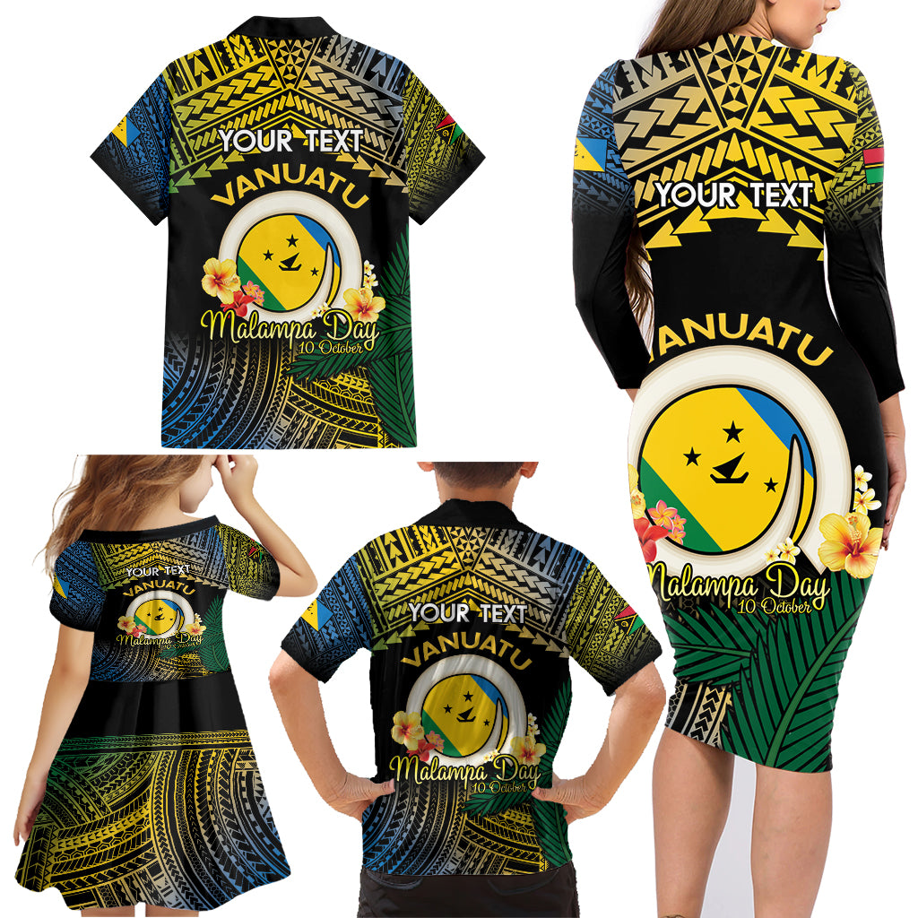 Personalised Malampa Day Family Matching Long Sleeve Bodycon Dress and Hawaiian Shirt Vanuatu Provinces Polynesian Pattern LT14 - Polynesian Pride