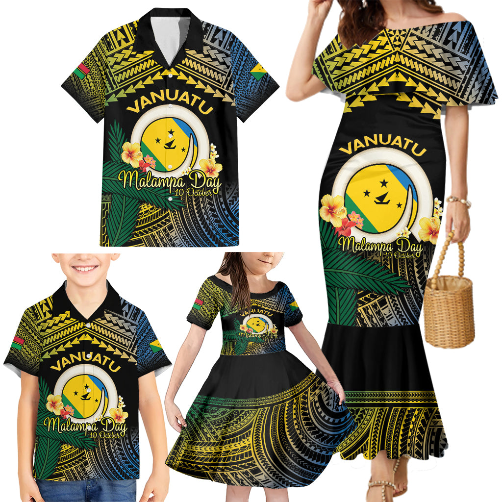 Personalised Malampa Day Family Matching Mermaid Dress and Hawaiian Shirt Vanuatu Provinces Polynesian Pattern LT14 - Polynesian Pride