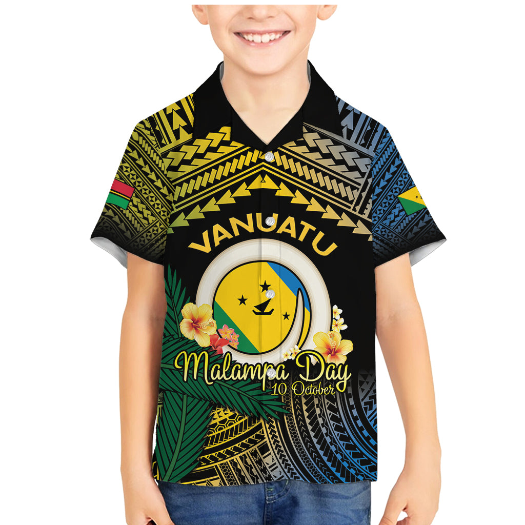 Personalised Malampa Day Family Matching Mermaid Dress and Hawaiian Shirt Vanuatu Provinces Polynesian Pattern LT14 Son's Shirt Black - Polynesian Pride