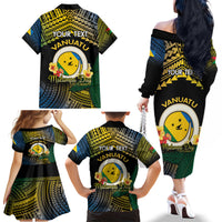 Personalised Malampa Day Family Matching Off The Shoulder Long Sleeve Dress and Hawaiian Shirt Vanuatu Provinces Polynesian Pattern LT14 - Polynesian Pride