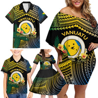 Personalised Malampa Day Family Matching Off Shoulder Short Dress and Hawaiian Shirt Vanuatu Provinces Polynesian Pattern LT14 - Polynesian Pride