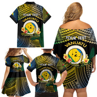 Personalised Malampa Day Family Matching Off Shoulder Short Dress and Hawaiian Shirt Vanuatu Provinces Polynesian Pattern LT14 - Polynesian Pride