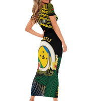 Personalised Malampa Day Family Matching Short Sleeve Bodycon Dress and Hawaiian Shirt Vanuatu Provinces Polynesian Pattern LT14 - Polynesian Pride