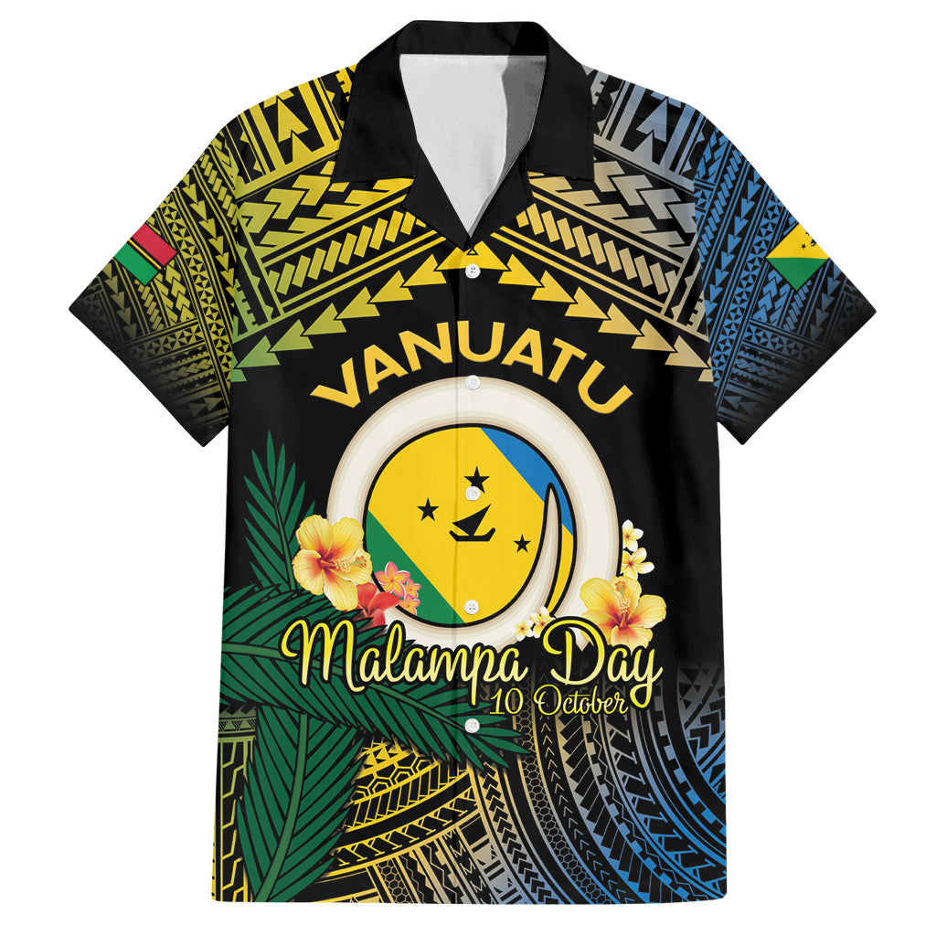 Personalised Malampa Day Family Matching Summer Maxi Dress and Hawaiian Shirt Vanuatu Provinces Polynesian Pattern LT14 Dad's Shirt - Short Sleeve Black - Polynesian Pride