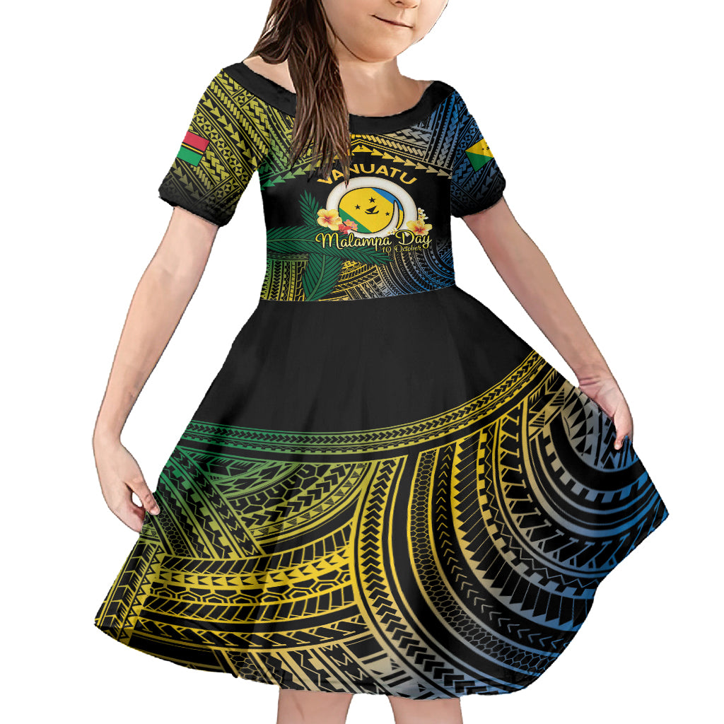 Personalised Malampa Day Family Matching Tank Maxi Dress and Hawaiian Shirt Vanuatu Provinces Polynesian Pattern LT14 Daughter's Dress Black - Polynesian Pride