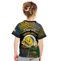 Personalised Malampa Day Kid T Shirt Vanuatu Provinces Polynesian Pattern