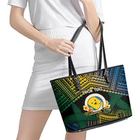 Personalised Malampa Day Leather Tote Bag Vanuatu Provinces Polynesian Pattern