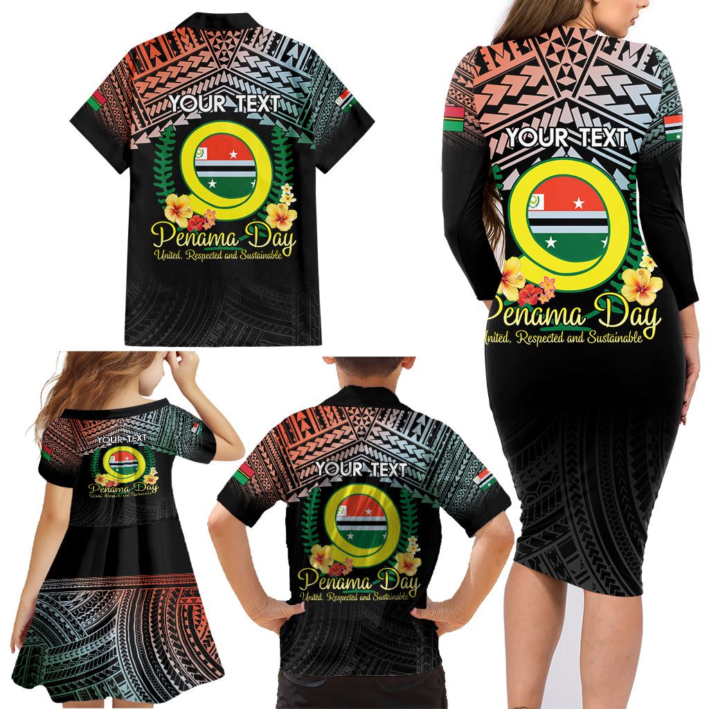 Personalised Penama Day Family Matching Long Sleeve Bodycon Dress and Hawaiian Shirt Vanuatu Provinces Polynesian Pattern LT14 - Polynesian Pride