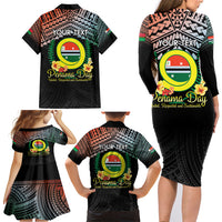 Personalised Penama Day Family Matching Long Sleeve Bodycon Dress and Hawaiian Shirt Vanuatu Provinces Polynesian Pattern LT14 - Polynesian Pride