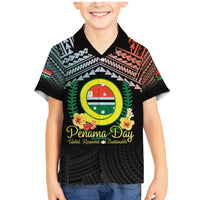 Personalised Penama Day Family Matching Mermaid Dress and Hawaiian Shirt Vanuatu Provinces Polynesian Pattern LT14 Son's Shirt Black - Polynesian Pride