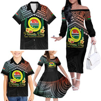 Personalised Penama Day Family Matching Off The Shoulder Long Sleeve Dress and Hawaiian Shirt Vanuatu Provinces Polynesian Pattern LT14 - Polynesian Pride