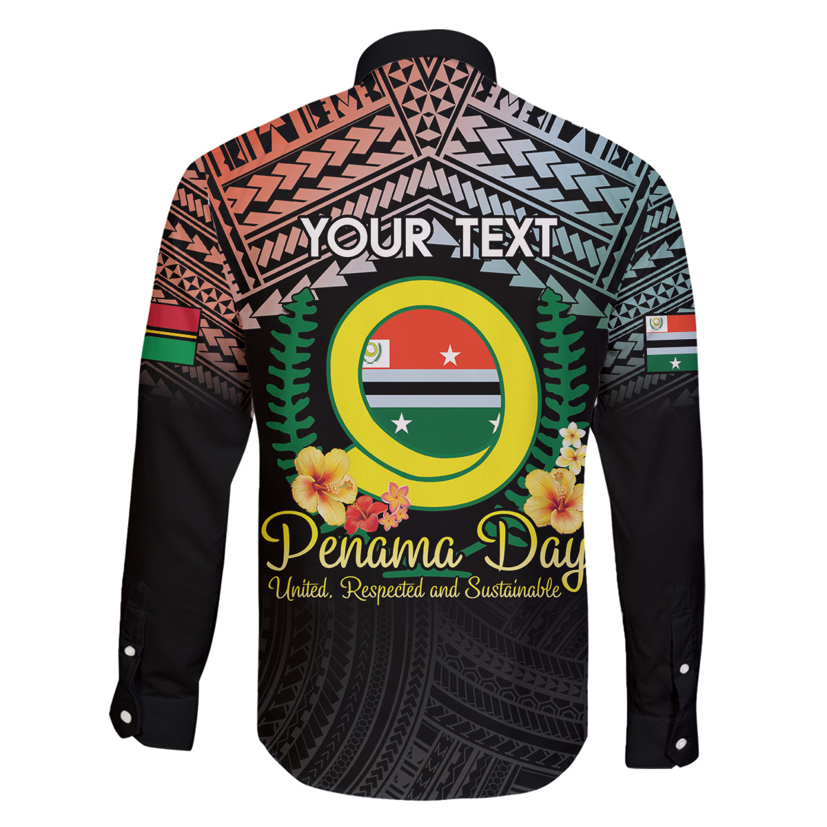 Personalised Penama Day Family Matching Off The Shoulder Long Sleeve Dress and Hawaiian Shirt Vanuatu Provinces Polynesian Pattern LT14 - Polynesian Pride